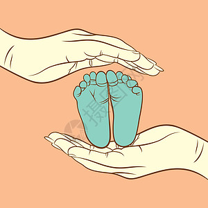 婴儿脚婴儿护理概念设计皮肤童年插图卫生身体母性安全妈妈生活压痛插画