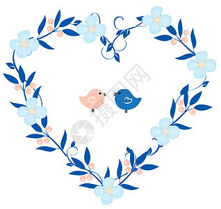 矢量花卉 Wreat绘画横幅植物卡片玫瑰婚礼框架花园水彩蓝色图片
