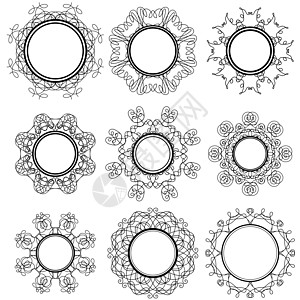 套圈几何装饰收藏质量风格剪影扭索饰贴纸边界古董圆圈卡片图片