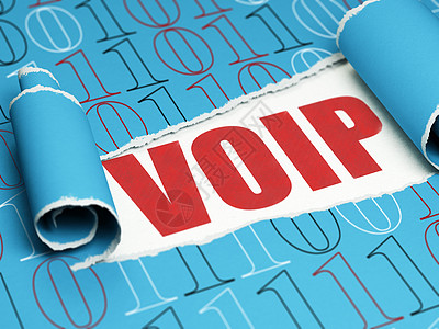 网络设计概念 红文字 VOIP 在撕破纸下面图片