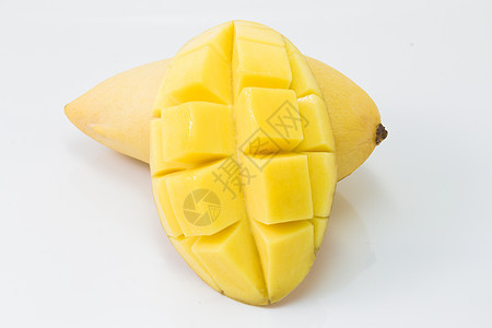 白色背景上隔离的鲜美美味黄芒果热带情调果汁黄色美食绿色饮食食物甜点水果图片