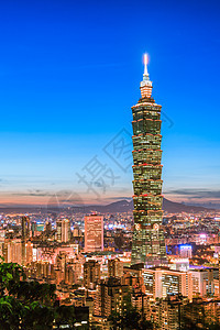 台北市晚上 台湾场景办公室建筑学地标金融商业摩天大楼戏剧性全球日出图片