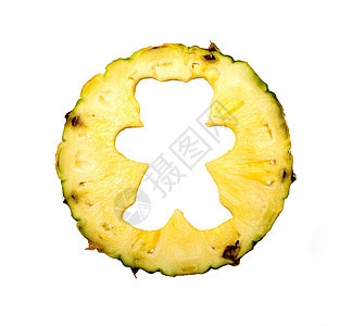 白色背景上孤立的菠萝切片异国凤梨松树饮食食物甜点热带情调黄色图片
