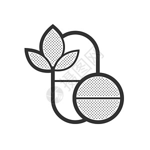 丸替代医学 ico草本植物插图银叶胶囊治疗营养白色绿色叶子图片
