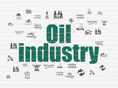 在背景墙上制造概念石油工业技术涂鸦草图植物建筑工程建筑学炼油厂生产力量背景图片
