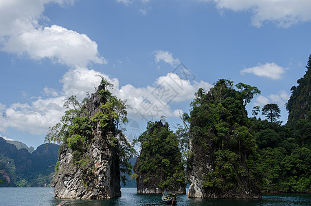 苏拉省Khao Sok国家公园大坝岛水闲暇旅行公园爬坡场景国家港口运输森林热带图片