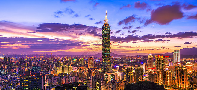 台北市晚上 台湾办公室建筑天际天空高度场景城市景观日出商业图片