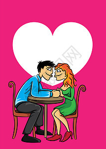 情侣的心型 情人节快乐设计插图餐厅青少年夫妻咖啡店男生女士情怀婚姻裙子图片