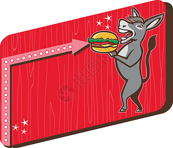 服务汉堡 矩形 Retro骡子动物屁股长方形插图木纹艺术品吉祥物食物野生动物图片