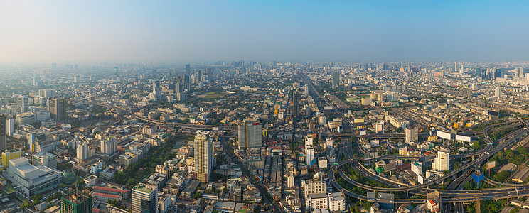 曼谷市风景全景天空建筑学交通蓝色运输城市街道办公室天际图片