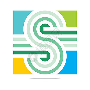 抽象字母 S 无限公司概念互联网身份丝带品牌标识商业条纹光谱彩虹按钮图片
