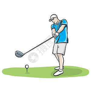 高尔夫球手摆动俱乐部手绘它制作图案背景图片