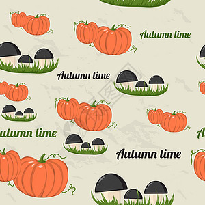 无缝模式与秋季元素叶子织物艺术墙纸装饰品浆果绘画植物插图食物背景图片