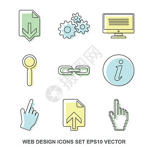 网页设计彩色图标集  EPS 10 矢量图背景图片