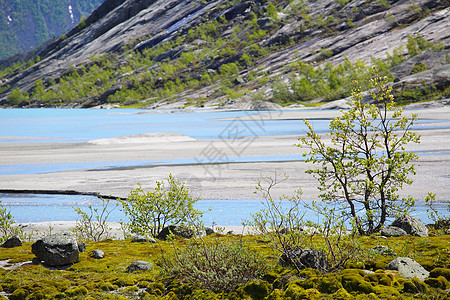 挪威风貌公园岩石蓝色冰川图片