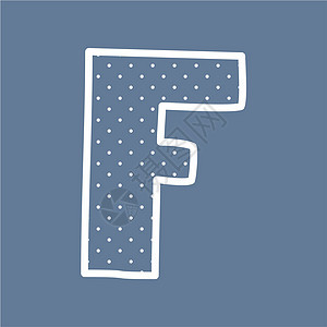 F 矢量字母字母法 在蓝色背景上带有白波尔卡点图片