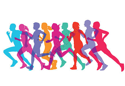 一组跑者女性竞赛运动短跑团体运动员赛跑者竞争跑步速度图片