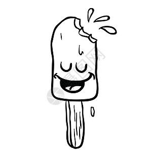 黑色和白色快乐冰淇淋卡通图片