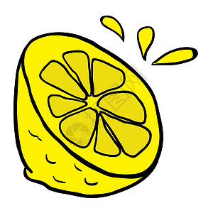 柠檬快乐艺术绘画夹子插图卡通片涂鸦食物水果背景图片