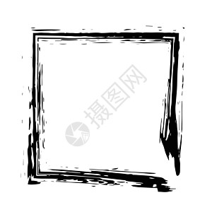 方框画笔矢量 grunge 油漆水彩在正方形长方形艺术墨水框架水粉边界黑色中风印迹背景图片