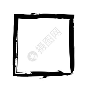 方框画笔矢量 grunge 油漆水彩在印迹艺术黑色刷子墨水框架中风正方形长方形边界背景图片