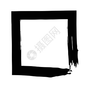 方框画笔矢量 grunge 油漆水彩在黑色长方形水粉艺术中风边界框架印迹正方形墨水背景图片