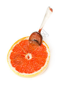 白上孤立的葡萄油抗氧化勺子红色皮肤宏观健康饮食水果营养白色早餐图片