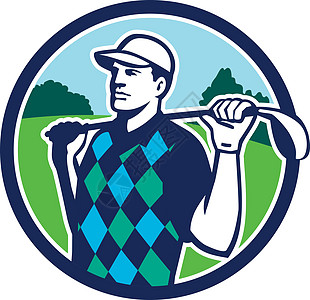 高尔夫球手高尔夫俱乐部肩部圆圈后退图片