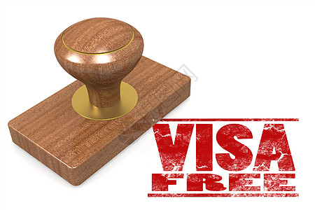 免签证免费木材印章邮票护照红色横幅橡皮海豹移民游客高清图片