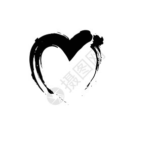 心形符号爱矢量 blac刷子黑色水粉情怀中风情人墨水婚礼浪漫艺术图片