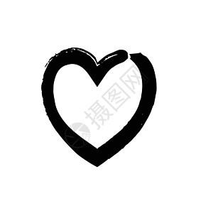 心形符号爱矢量 blac情人水粉艺术墨水中风婚礼黑色水彩边界浪漫图片
