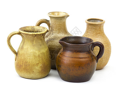 Clay锅 旧陶瓷花瓶历史性乡村壤土工艺历史制品投手用具陶器双耳图片