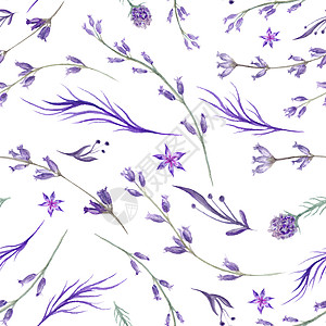 花草水彩水彩紫色花草模式背景