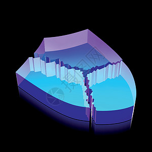 由玻璃 矢量图解制成的3日光闪烁断层盾牌图标图片