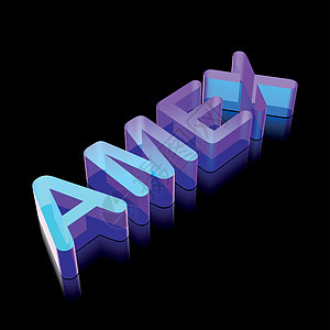 3d 霓虹灯发光字符 AMEX 由玻璃制成矢量图水晶经济库存交换生长地面插图反射镜子黑色图片