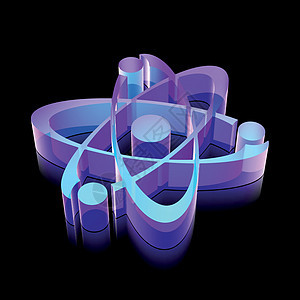 3d 霓虹灯发光分子图标由插图背景图片