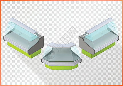 冷冻反病媒3d插图架子陈列柜冷却器玻璃走道器具冷藏摊位水平商业图片