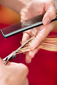 剪头发理发发型女性职业梳子理发师剪刀护理治疗金发图片