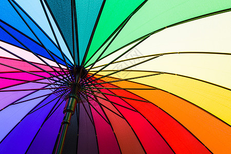 彩虹雨伞的颜色庇护所红色艺术尼龙白色紫色天气橙子阴影阳伞图片