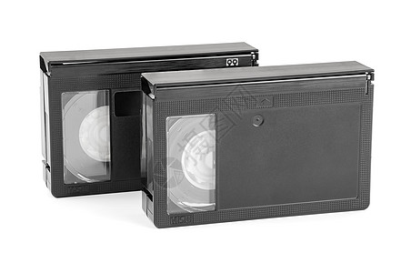 白色背景的VHSC录像带记录车厢技术电影磁铁贮存流光磁带空白录像机图片