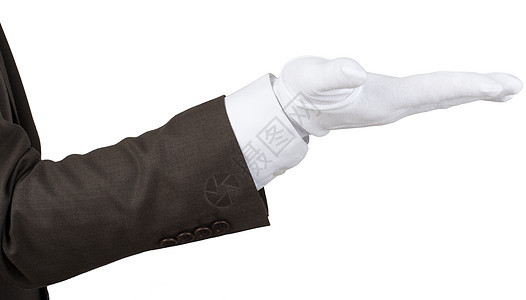 高贵的人体手 展示你的文字或产品推介会男人餐厅手势奢华白色商业手臂质量套装图片