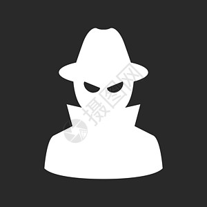 卧底特工-私人侦探或间谍在帽子和 coa图片