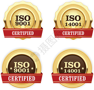 背景 周年庆ISO 9001标准认证  质量标准徽章金牌插画