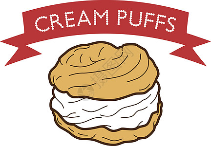 美味的奶油泡芙美食面包咖啡店鞭打食物白色糕点蛋糕插图香草图片