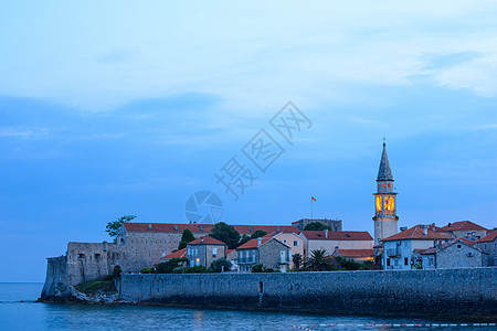 黑山 巴尔干 欧洲的老城布德瓦夜总会城市旅行海滩石头建筑学海岸线蓝色堡垒天空假期图片