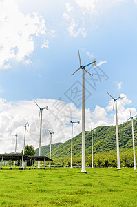 集体风力涡轮发电机植物蓝色团体力量生产工业生态绿色环境技术图片