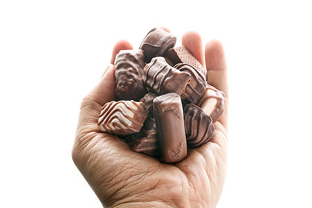 巧克力坚果红色团体正方形美食花生糖果宏观松露食物图片