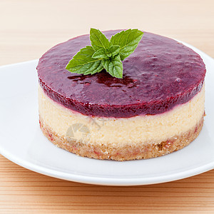蓝莓芝士蛋糕 木本带新鲜薄荷叶面包蛋糕杂货店营养糕点甜点生长食物蓝色水果图片