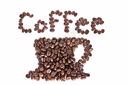 咖啡杯由咖啡豆制成黑色味道活力杯子茶点食物咖啡豆子咖啡店营养图片