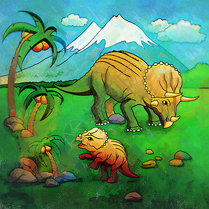 栖息地中的恐龙 三环形图解背景图片